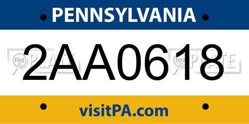 2AA0618 Pennsylvania License Plate