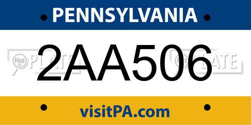 2AA506 Pennsylvania License Plate