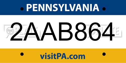 2AAB864 Pennsylvania License Plate