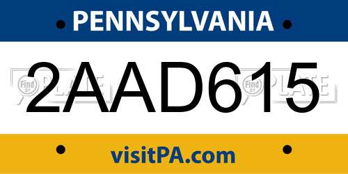 2AAD615 Pennsylvania License Plate