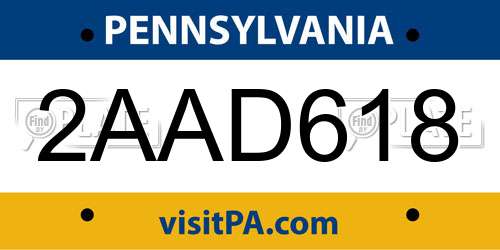 2AAD618 Pennsylvania License Plate