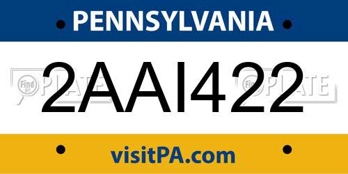 2AAI422 Pennsylvania License Plate