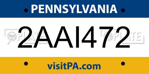 2AAI472 Pennsylvania License Plate