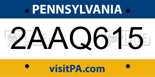 2AAQ615 Pennsylvania License Plate