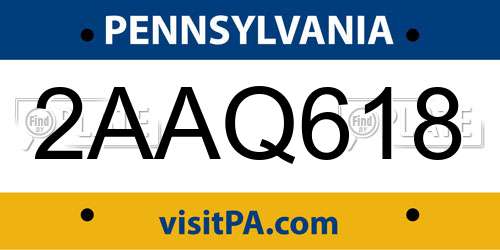 2AAQ618 Pennsylvania License Plate
