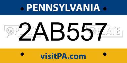 2AB557 Pennsylvania License Plate