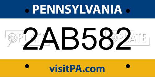 2AB582 Pennsylvania License Plate