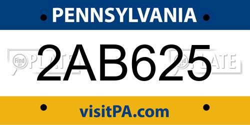 2AB625 Pennsylvania License Plate