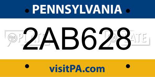 2AB628 Pennsylvania License Plate