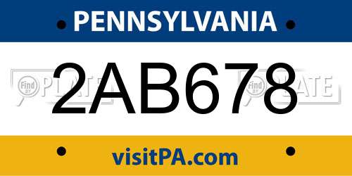 2AB678 Pennsylvania License Plate