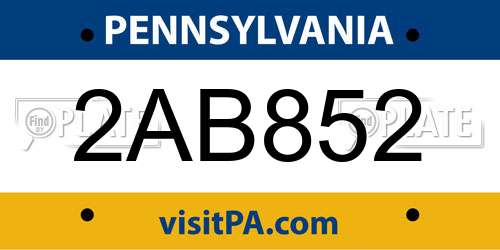 2AB852 Pennsylvania License Plate