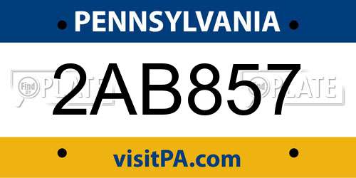 2AB857 Pennsylvania License Plate