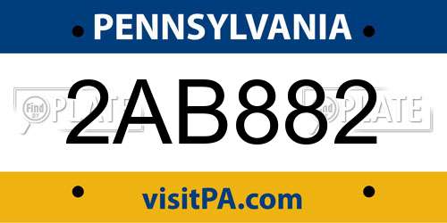 2AB882 Pennsylvania License Plate