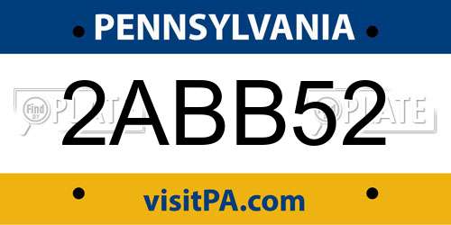 2ABB52 Pennsylvania License Plate