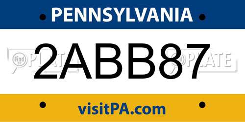 2ABB87 Pennsylvania License Plate