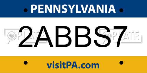2ABBS7 Pennsylvania License Plate