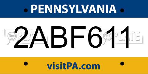 2ABF611 Pennsylvania License Plate
