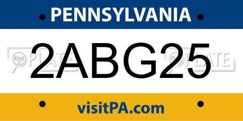 2ABG25 Pennsylvania License Plate