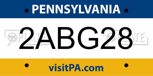 2ABG28 Pennsylvania License Plate