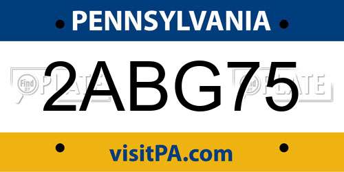 2ABG75 Pennsylvania License Plate