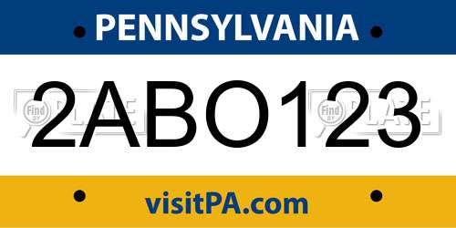 2ABO123 Pennsylvania License Plate