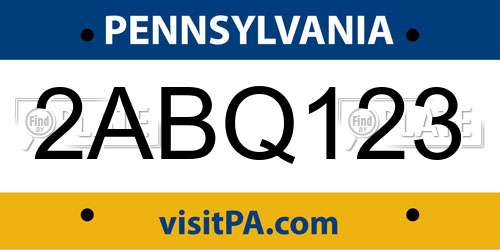 2ABQ123 Pennsylvania License Plate