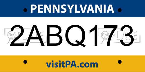 2ABQ173 Pennsylvania License Plate