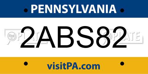 2ABS82 Pennsylvania License Plate