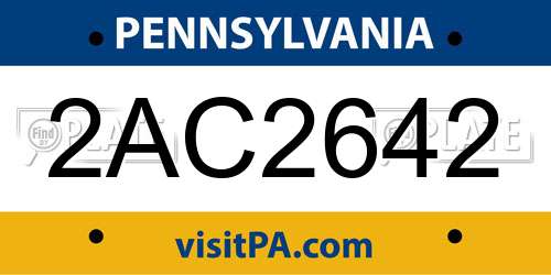 2AC2642 Pennsylvania License Plate