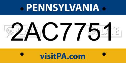 2AC7751 Pennsylvania License Plate