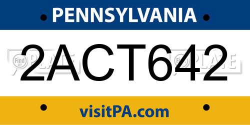2ACT642 Pennsylvania License Plate