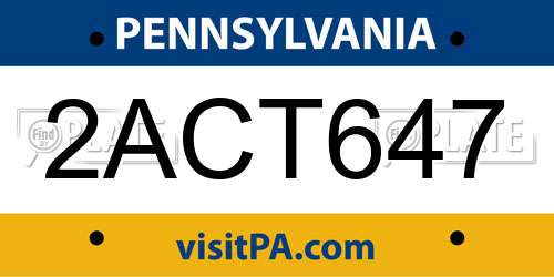2ACT647 Pennsylvania License Plate