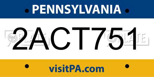 2ACT751 Pennsylvania License Plate