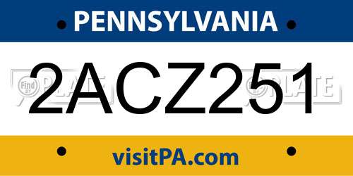 2ACZ251 Pennsylvania License Plate