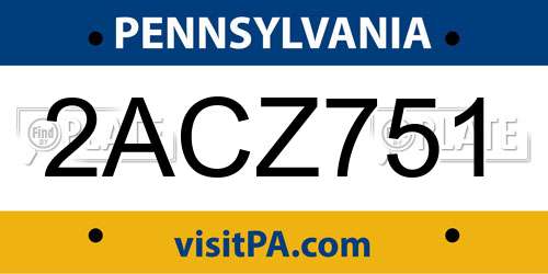 2ACZ751 Pennsylvania License Plate
