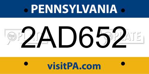 2AD652 Pennsylvania License Plate