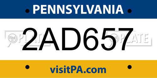 2AD657 Pennsylvania License Plate