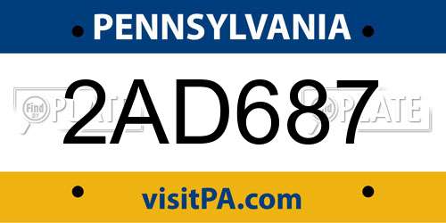 2AD687 Pennsylvania License Plate