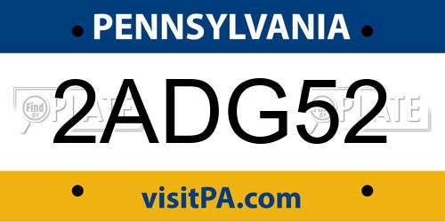 2ADG52 Pennsylvania License Plate