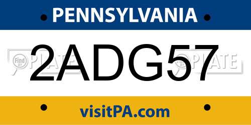 2ADG57 Pennsylvania License Plate