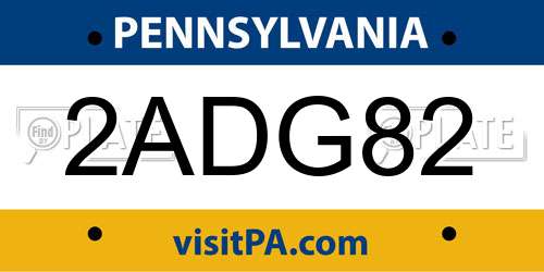 2ADG82 Pennsylvania License Plate