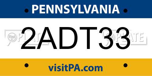 2ADT33 Pennsylvania License Plate