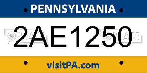 2AE1250 Pennsylvania License Plate