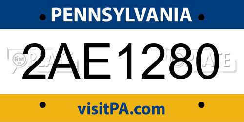 2AE1280 Pennsylvania License Plate