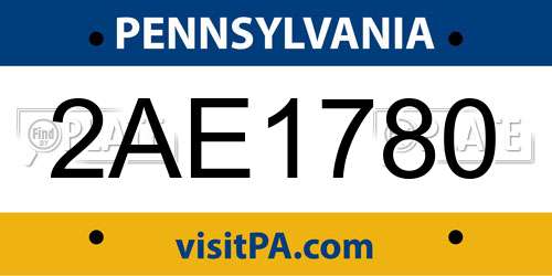 2AE1780 Pennsylvania License Plate