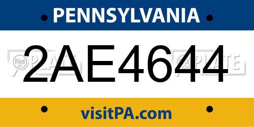 2AE4644 Pennsylvania License Plate