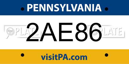 2AE86 Pennsylvania License Plate