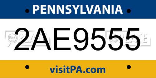 2AE9555 Pennsylvania License Plate