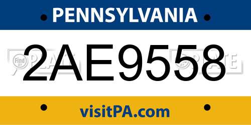 2AE9558 Pennsylvania License Plate