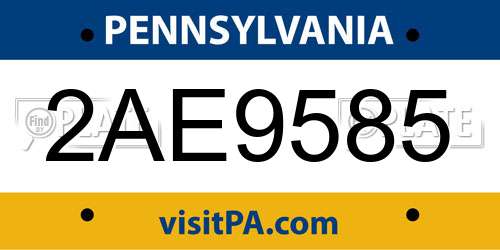 2AE9585 Pennsylvania License Plate